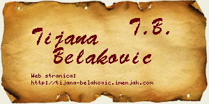 Tijana Belaković vizit kartica